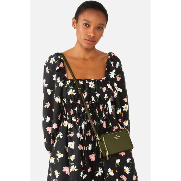 New Kate Spade Staci Dual Zip Around Crossbody Seaweed - Picture 2 of 5